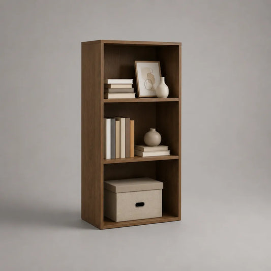 Libreria rettangolare in legno marrone noce a 3 vani, 60 × 30 × 120 cm